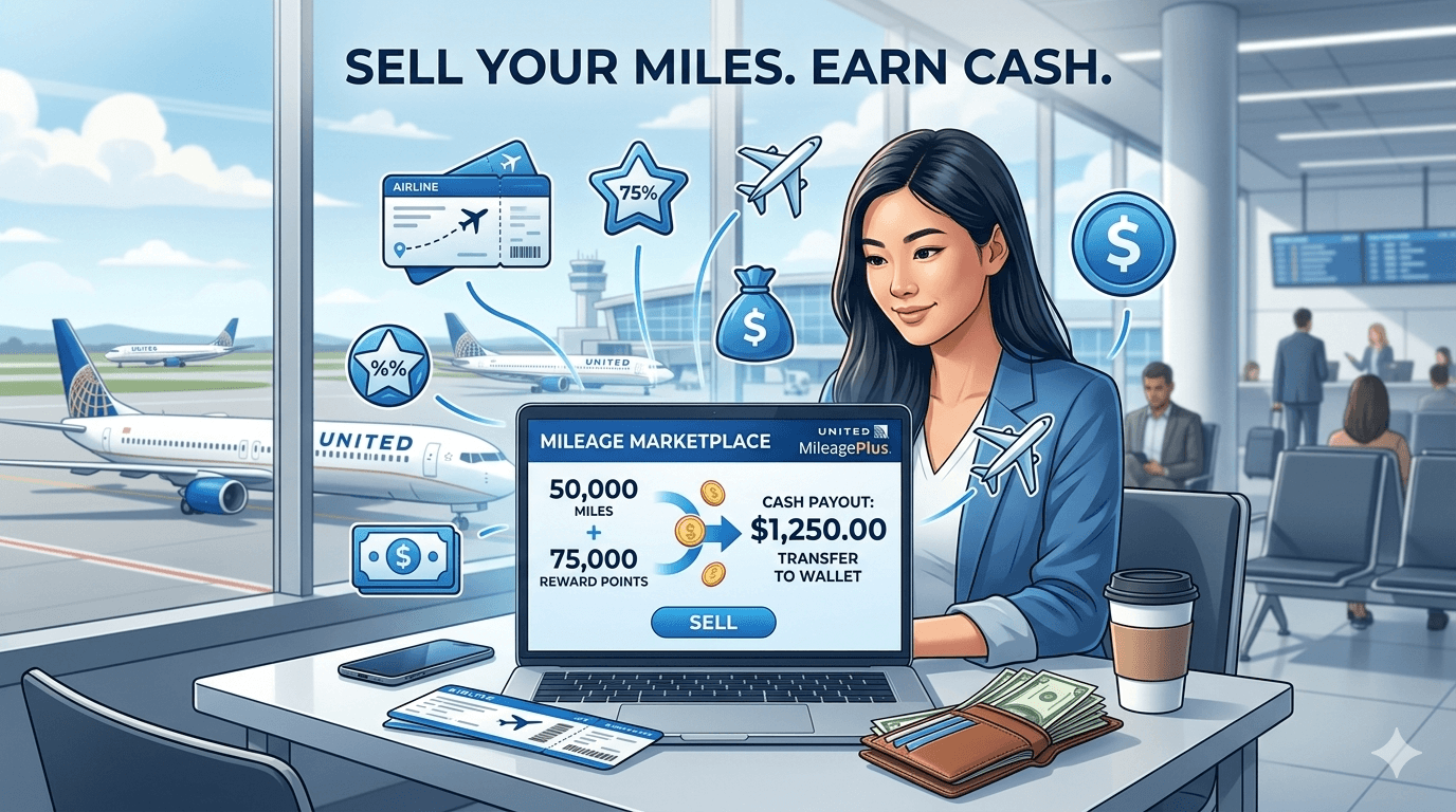 Sell United MileagePlus miles for cash through trusted mileage platforms
